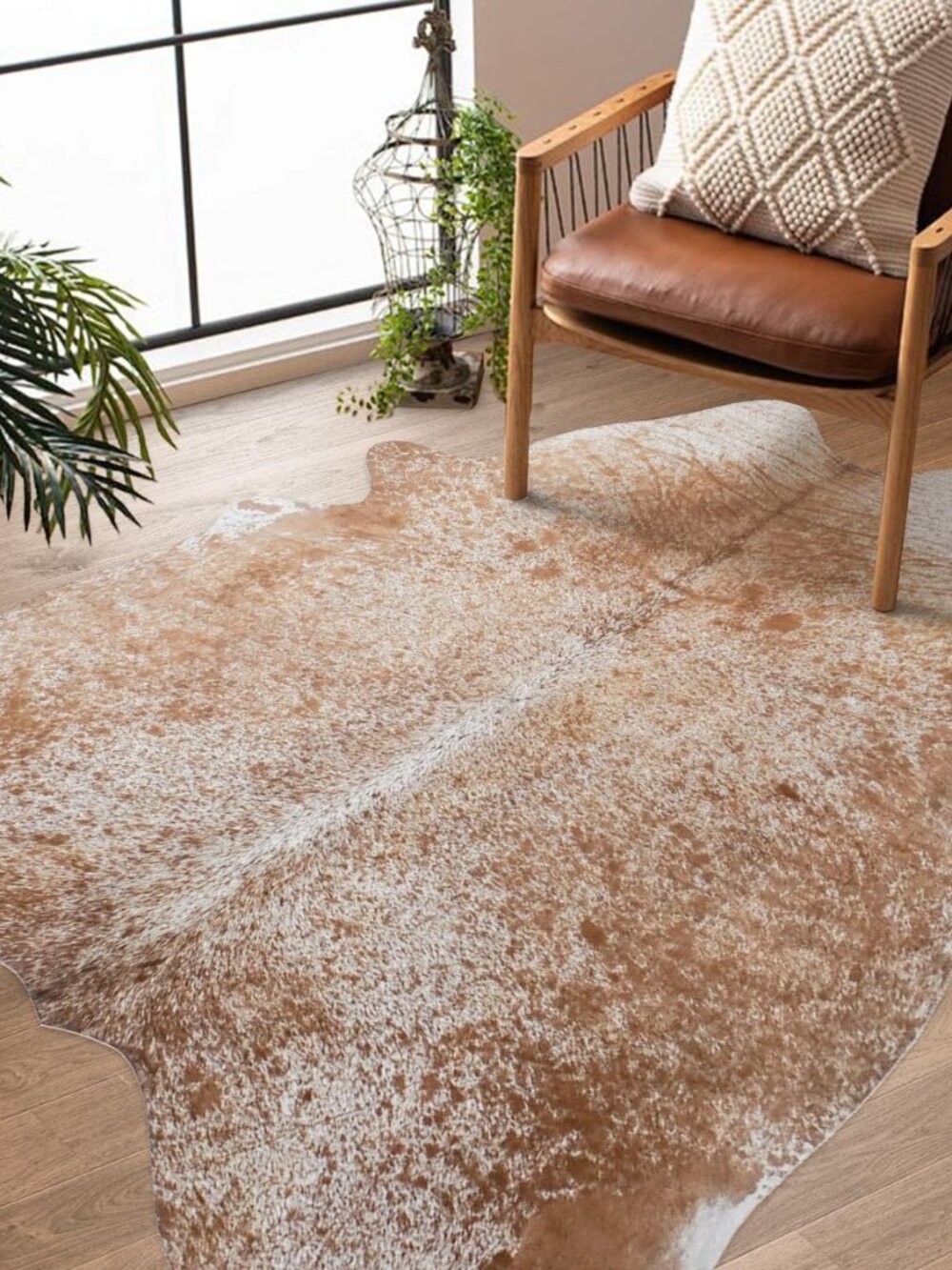Cow Hide Faux Cowhide Rug - 4.6x5.2 Feet Cow Print Pattern Area Rugs Small